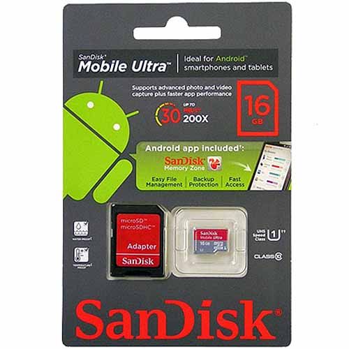 SANDISK Ultra Android 16 GB MicroSDHC Class 10 (SDSDQUA-016G-U46A) retail SANDISK Ultra Android 16 GB MicroSDHC Class 10 (SDSDQUA-016G-U46A) retail